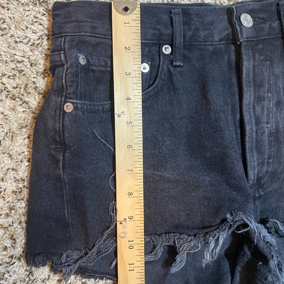 Agolde Black Distressed High-Rise Denim Shorts - Picture 6 of 7